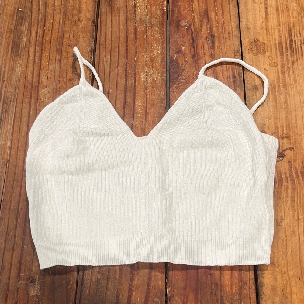 White Ribbed Crop Top